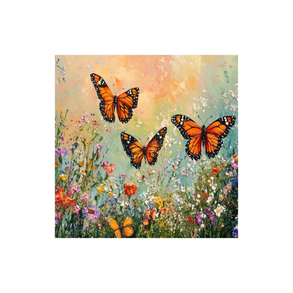 Farmhouse Butterfly Landscape Unframed Canvas Wall Art  16" X 16"